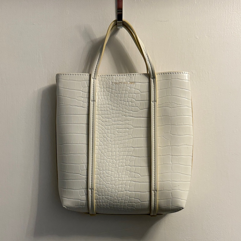 Elizabeth and James Cream Croc-Embossed Tote
